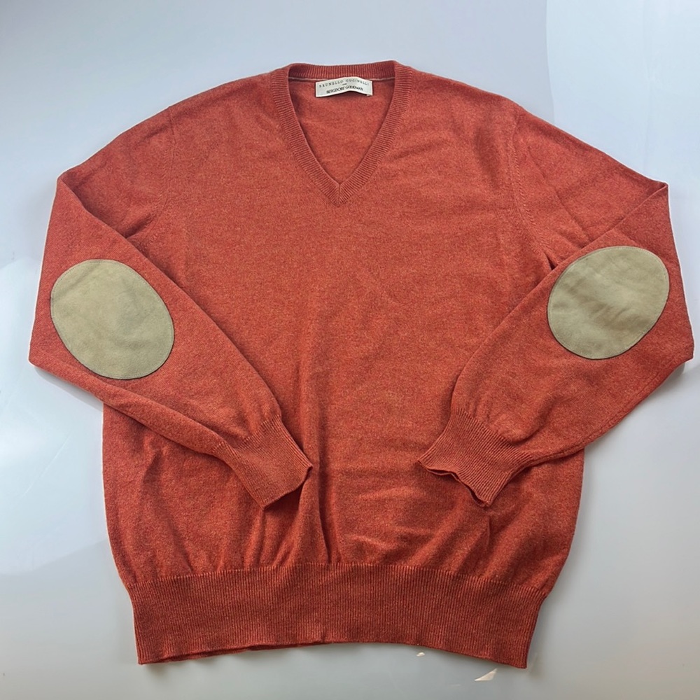 Brunello Cucinelli for Bergdorf Goodman V Neck 100% Cashmere Sweater S66-2